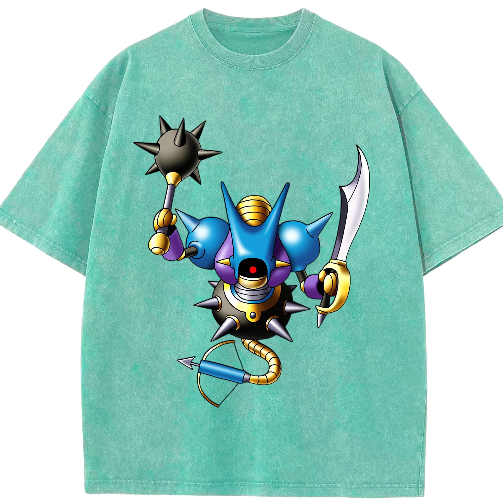 （画像用） ドラゴンクエスト Doragon Kuesuto Dragon Quest 綿100% ヴィンテージ風 半袖Tシャツ（フロントプリント）